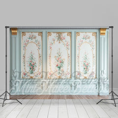 Lofaris Outline Trim Fancy Light Blue Retro Wall Backdrop