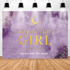 Lofaris Over The Moon Purple Baby Shower Backdrop For Girl