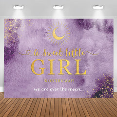 Lofaris Over The Moon Purple Baby Shower Backdrop For Girl
