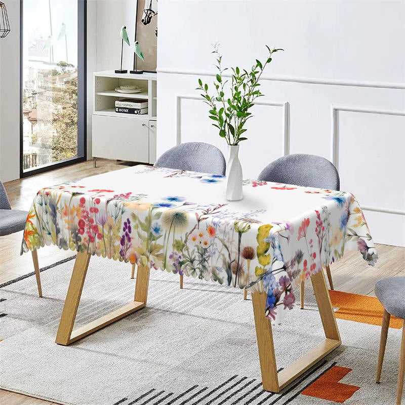 Lofaris Painting Flowers Rectangle Tablecloth For Party