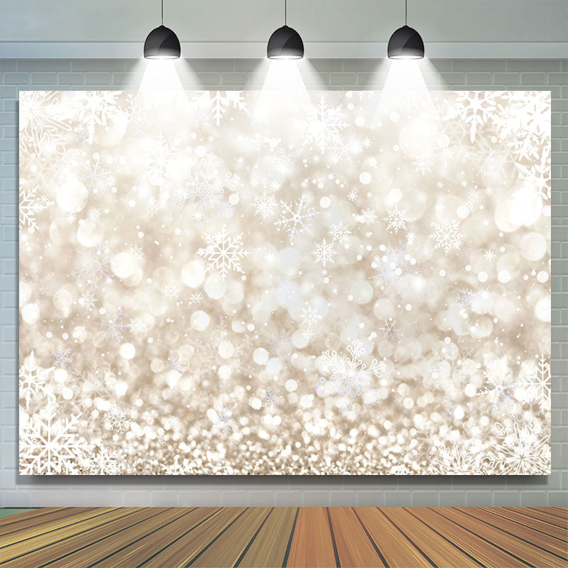 Lofaris Pale Yellow Bokeh Glitter Snowflake Winter Backdrop