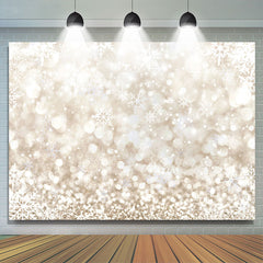 Lofaris Pale Yellow Bokeh Glitter Snowflake Winter Backdrop
