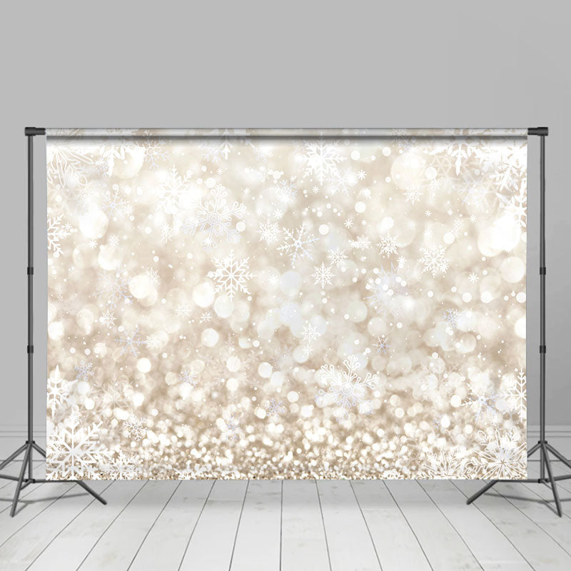 Lofaris Pale Yellow Bokeh Glitter Snowflake Winter Backdrop