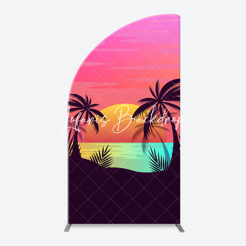 Lofaris Palm Trees Sunset Beach Arch Backdrop For Birthday