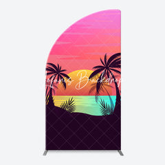Lofaris Palm Trees Sunset Beach Arch Backdrop For Birthday