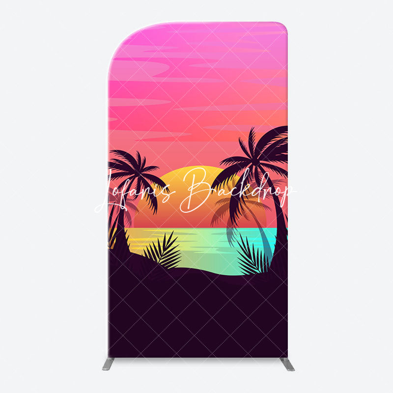 Lofaris Palm Trees Sunset Beach Arch Backdrop For Birthday