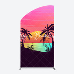 Lofaris Palm Trees Sunset Beach Arch Backdrop For Birthday