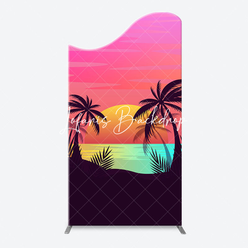 Lofaris Palm Trees Sunset Beach Arch Backdrop For Birthday