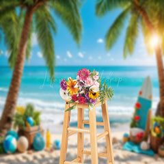 Lofaris Palm Trees Sunset Sandy Beach Summer Photo Backdrop