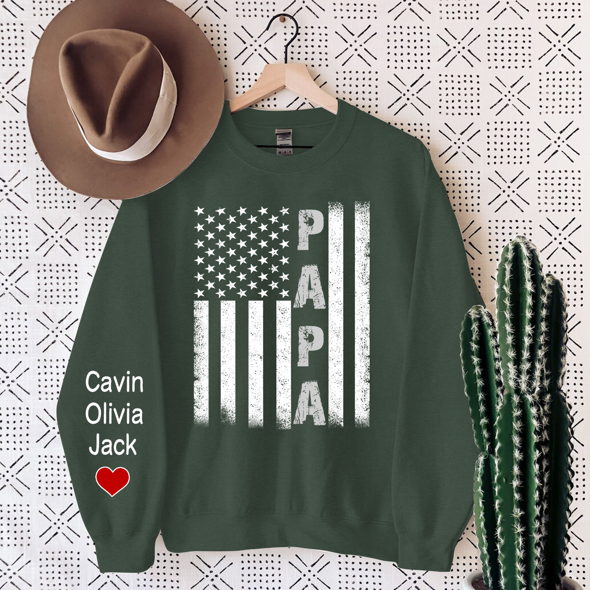 Lofaris Personalized Papa Flag Custom And Kids Gift Sweatshirt
