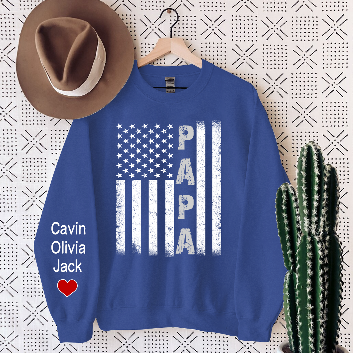 Lofaris Personalized Papa Flag Custom And Kids Gift Sweatshirt