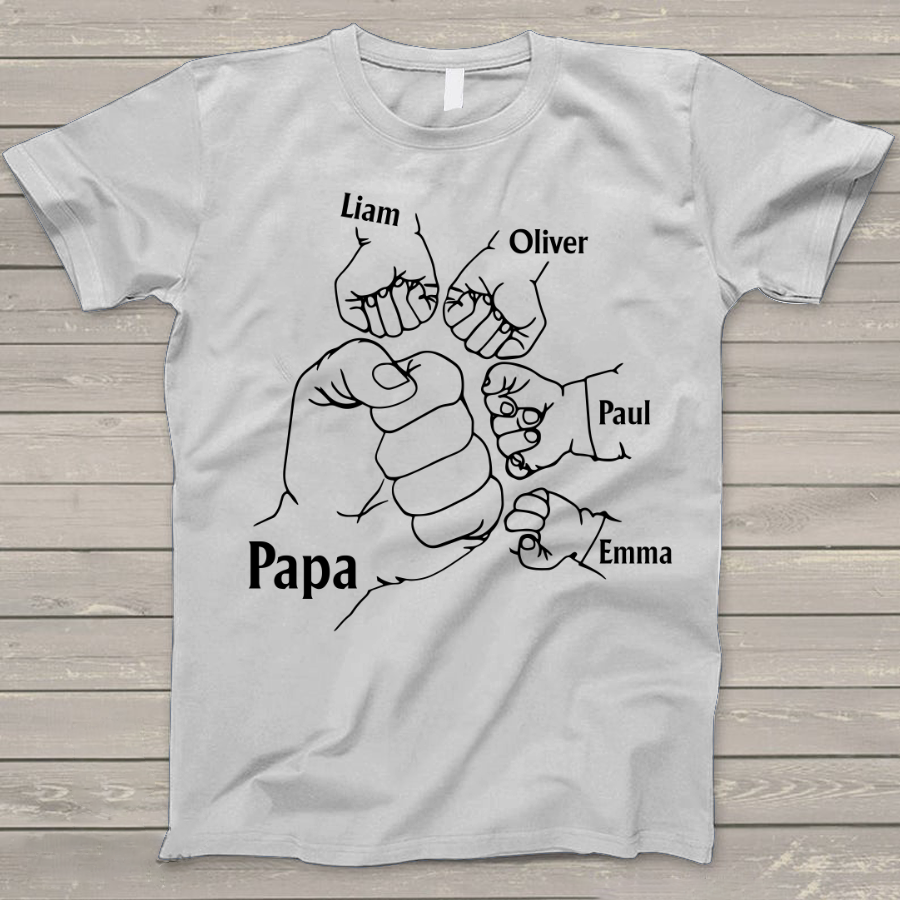 Lofaris Papa And Kids Hand Birthday Gift Custom T - Shirt
