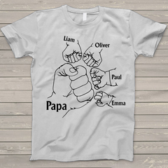 Lofaris Papa And Kids Hand Birthday Gift Custom T - Shirt