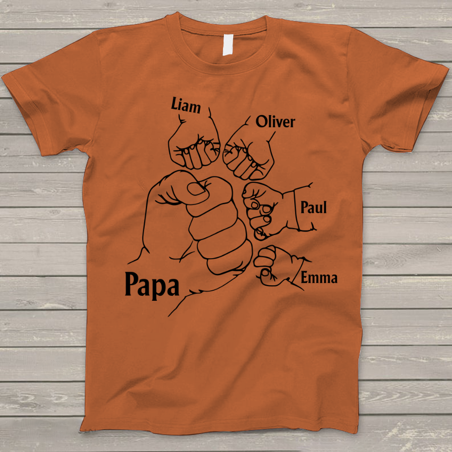 Lofaris Papa And Kids Hand Birthday Gift Custom T - Shirt
