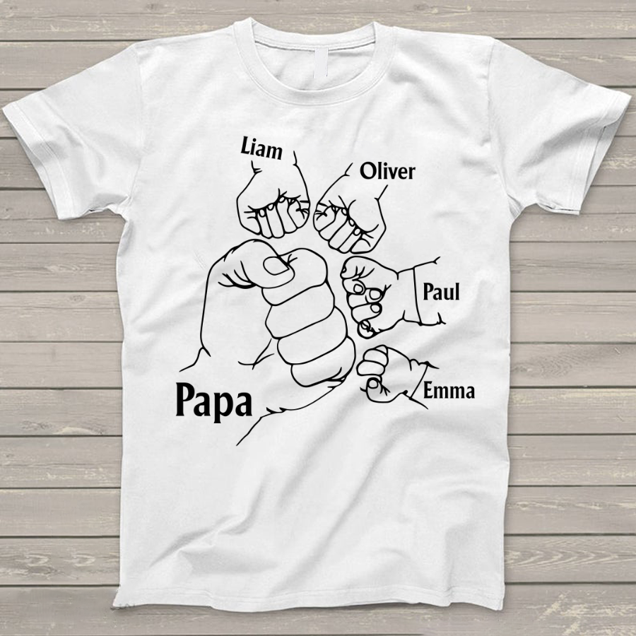 Lofaris Papa And Kids Hand Birthday Gift Custom T - Shirt