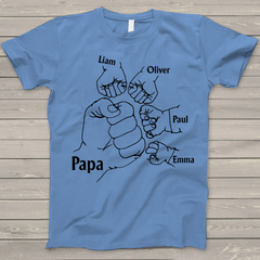 Lofaris Papa And Kids Hand Birthday Gift Custom T - Shirt