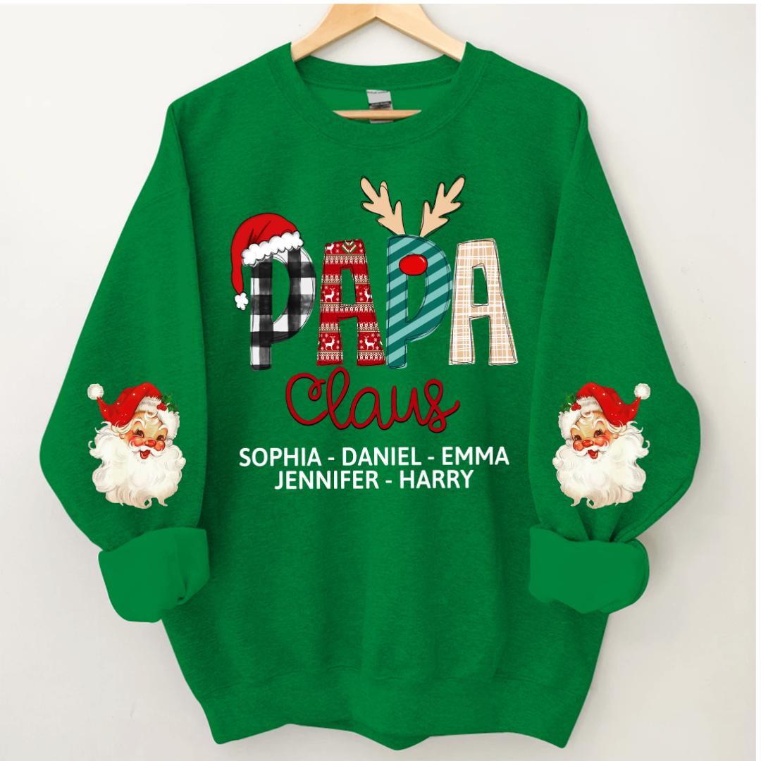 Lofaris Papa Claus Christmas Gift Custom Name Sweatshirt