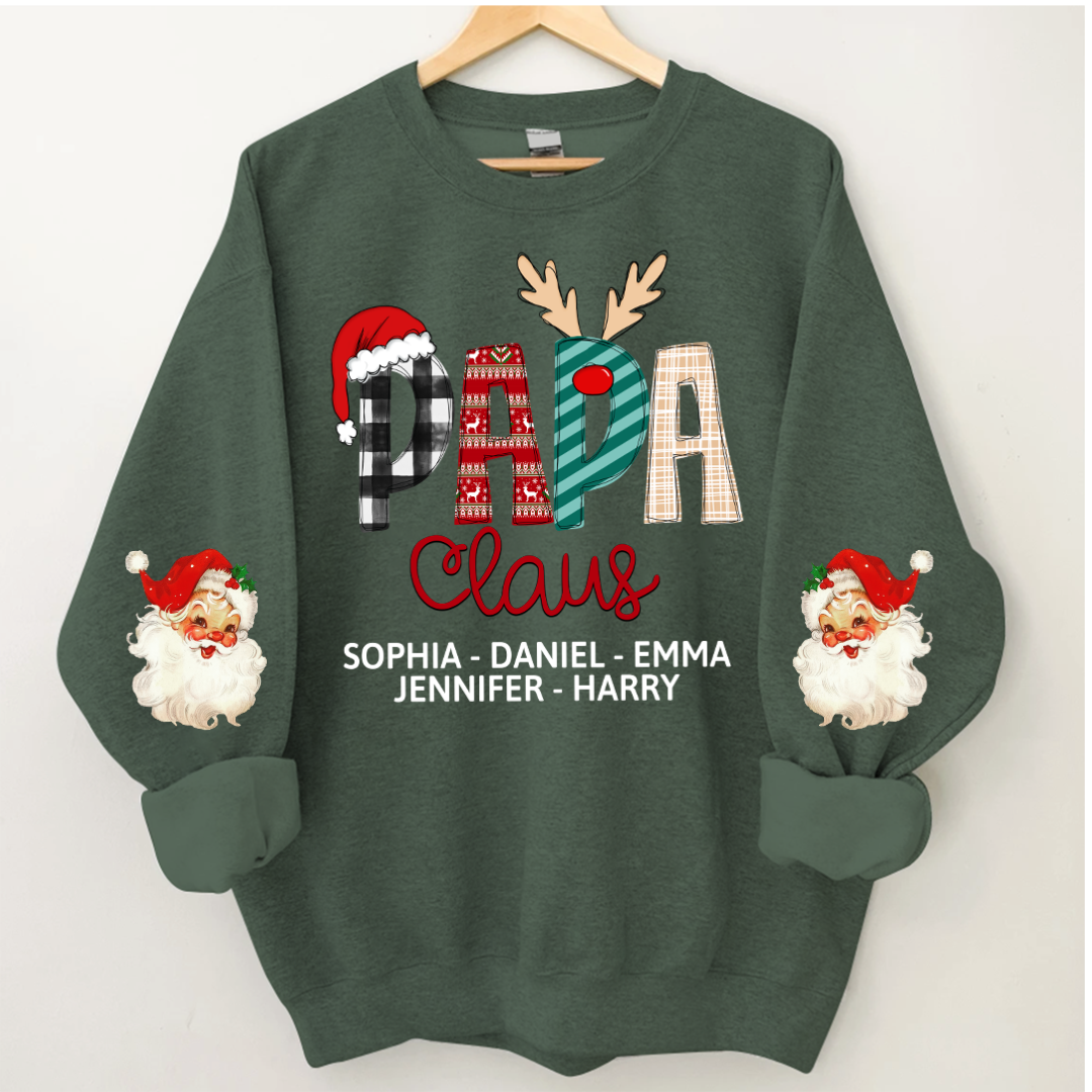 Lofaris Papa Claus Christmas Gift Custom Name Sweatshirt