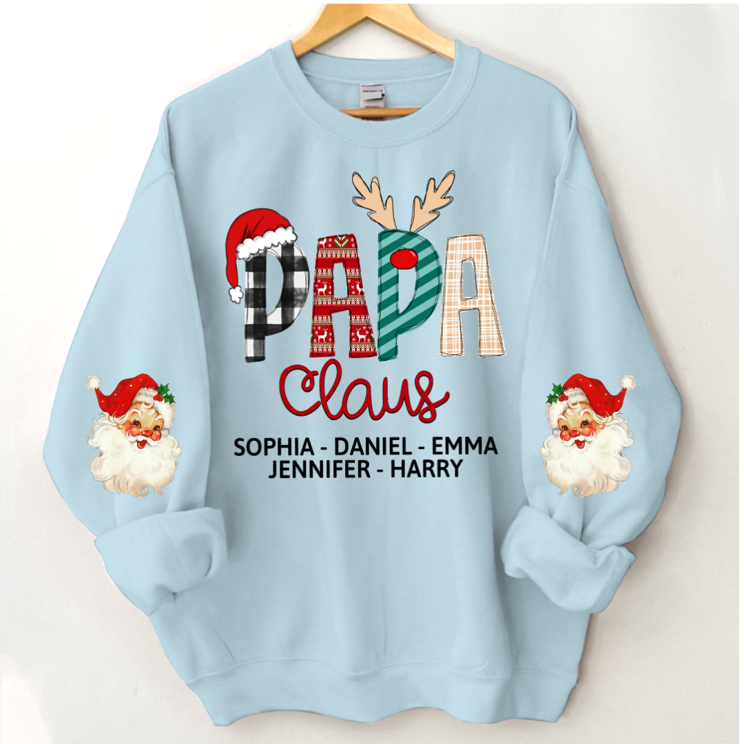 Lofaris Papa Claus Christmas Gift Custom Name Sweatshirt