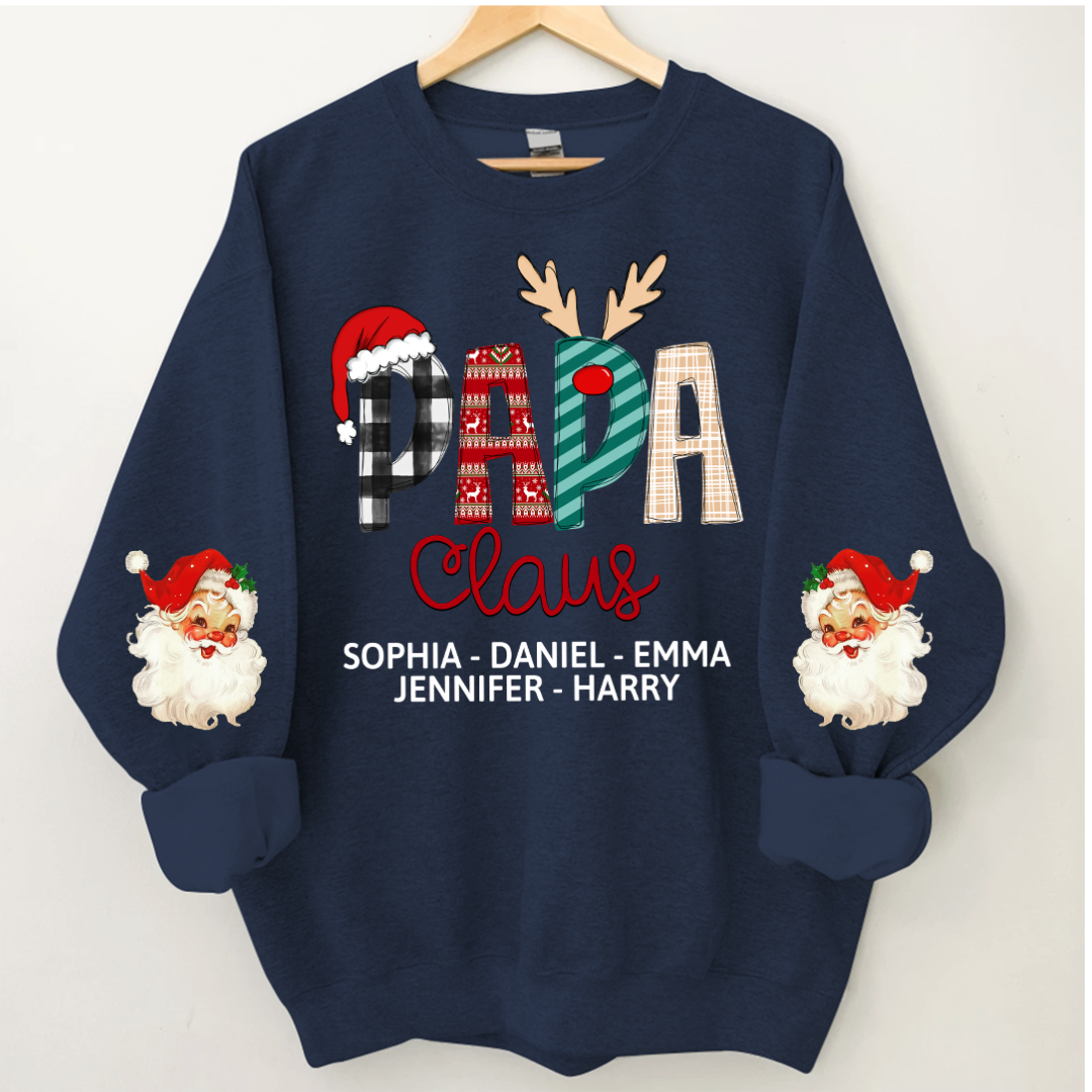 Lofaris Papa Claus Christmas Gift Custom Name Sweatshirt