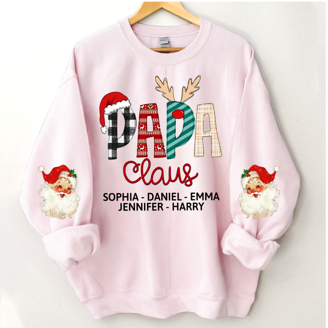 Lofaris Papa Claus Christmas Gift Custom Name Sweatshirt