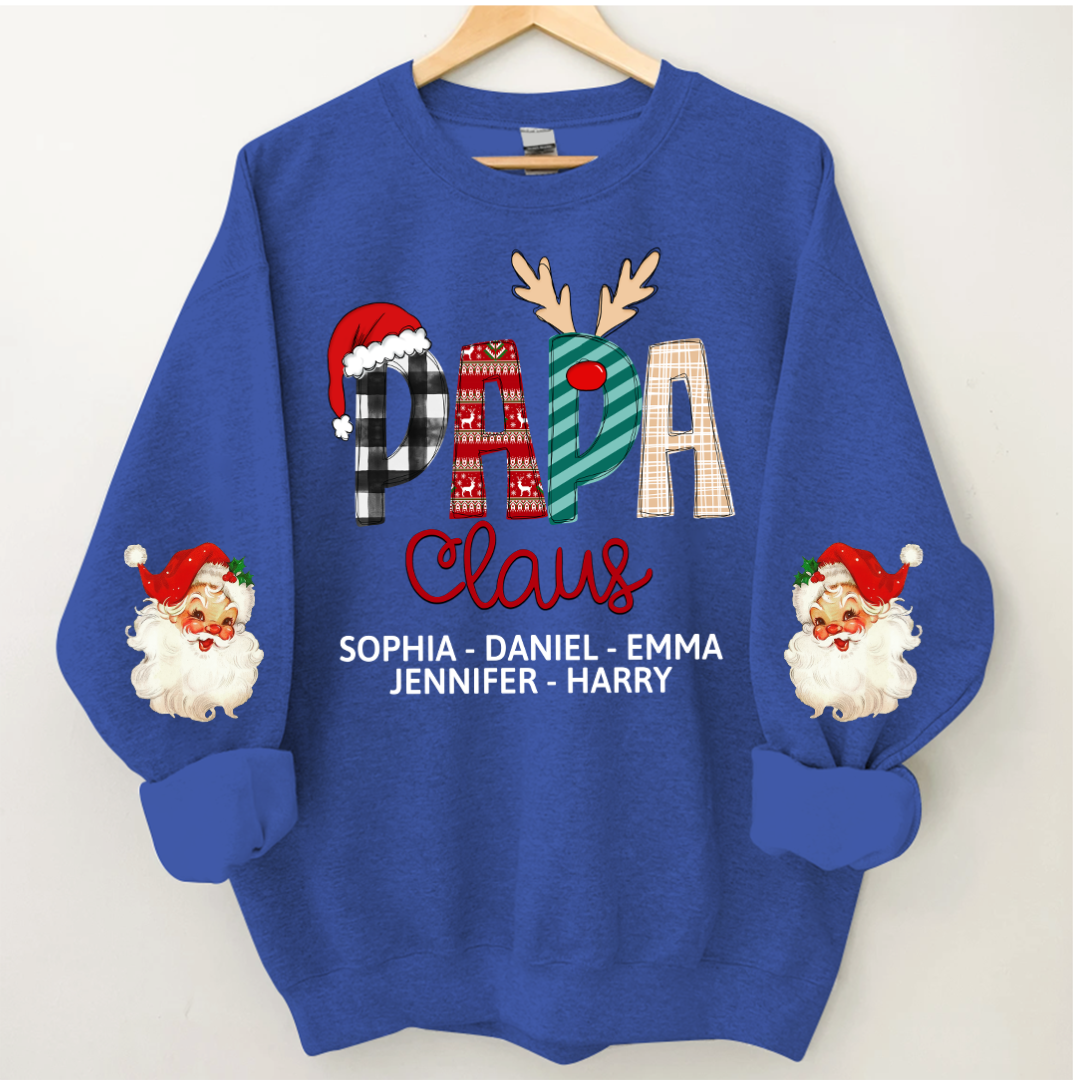 Lofaris Papa Claus Christmas Gift Custom Name Sweatshirt