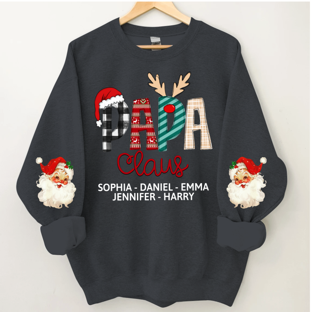 Lofaris Papa Claus Christmas Gift Custom Name Sweatshirt