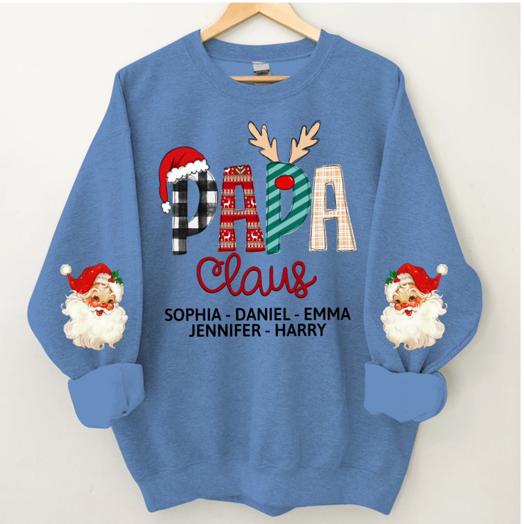 Lofaris Papa Claus Christmas Gift Custom Name Sweatshirt