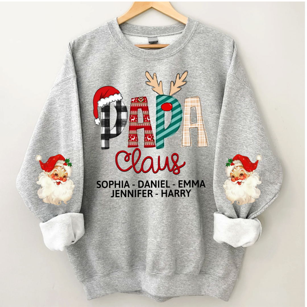 Lofaris Papa Claus Christmas Gift Custom Name Sweatshirt