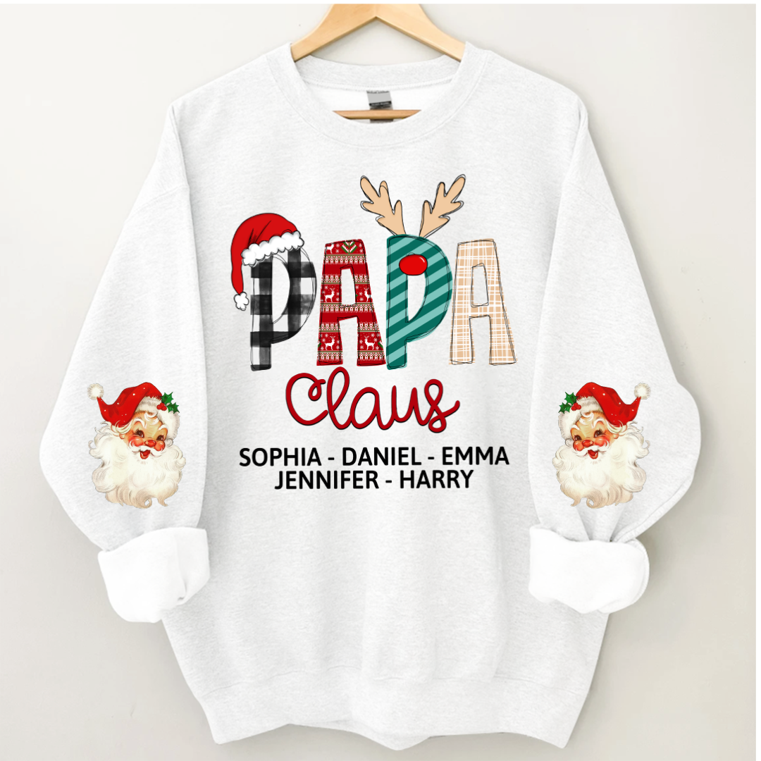 Lofaris Papa Claus Christmas Gift Custom Name Sweatshirt