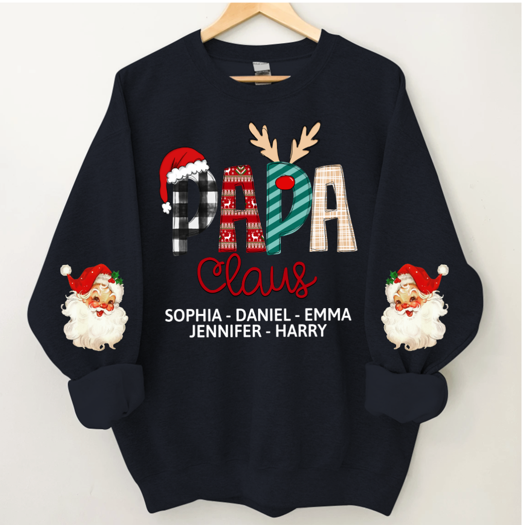 Lofaris Papa Claus Christmas Gift Custom Name Sweatshirt