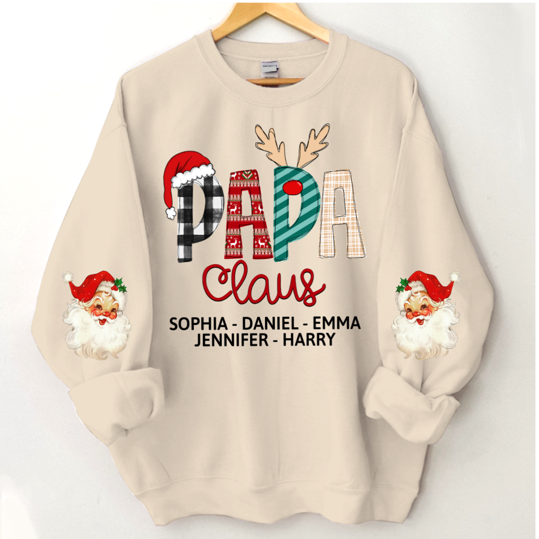 Lofaris Papa Claus Christmas Gift Custom Name Sweatshirt