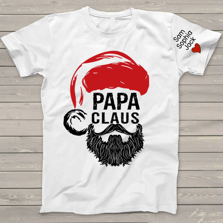 Lofaris Papa Claus Gift Custom Name Christmas T-Shirt