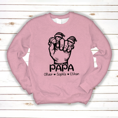Lofaris Papa Hands Face Kids Personalized Gift Sweatshirt