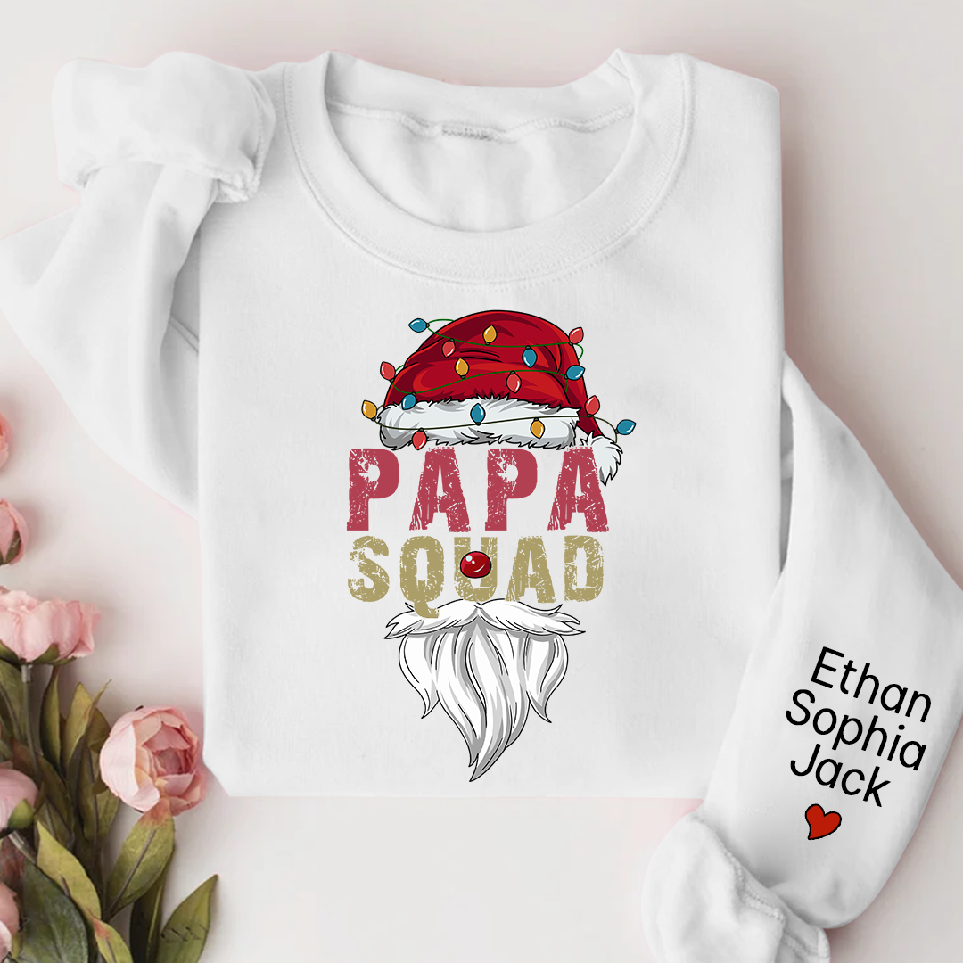 Lofaris Papa Squad Christmas 2023 Gift Custom Name Kids Sweatshirt