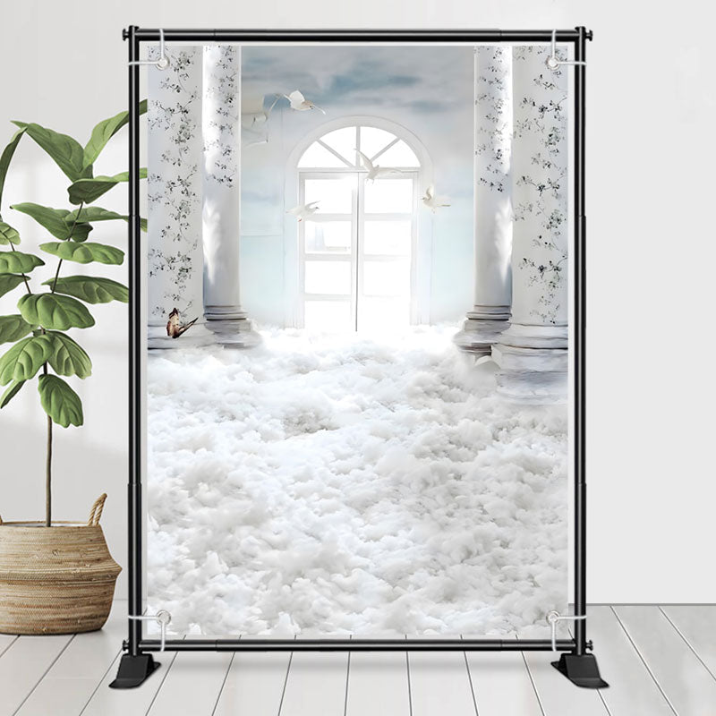 Lofaris Paradise White Roman Pillar Pigeon Memorial Backdrop