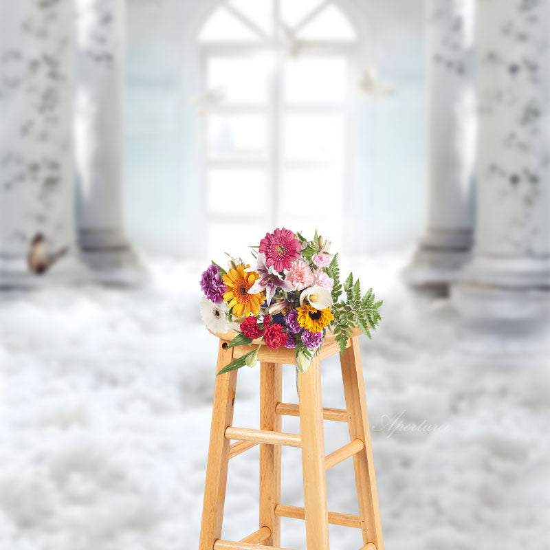 Lofaris Paradise White Roman Pillar Pigeon Memorial Backdrop