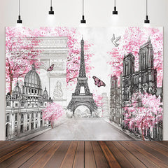 Lofaris Paris Eiffel Tower Pink Street Landscape Backdrop