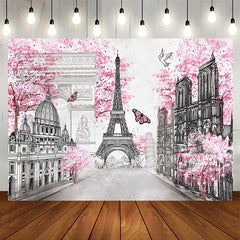 Lofaris Paris Eiffel Tower Pink Street Landscape Backdrop