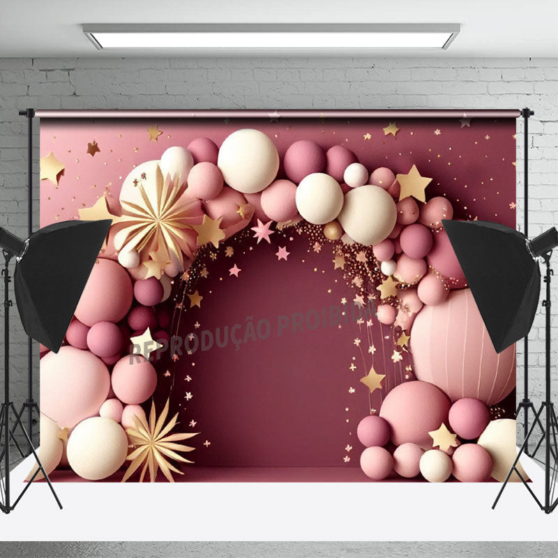 Lofaris Pastel Balloon Star Birthday Cake Smash Backdrop