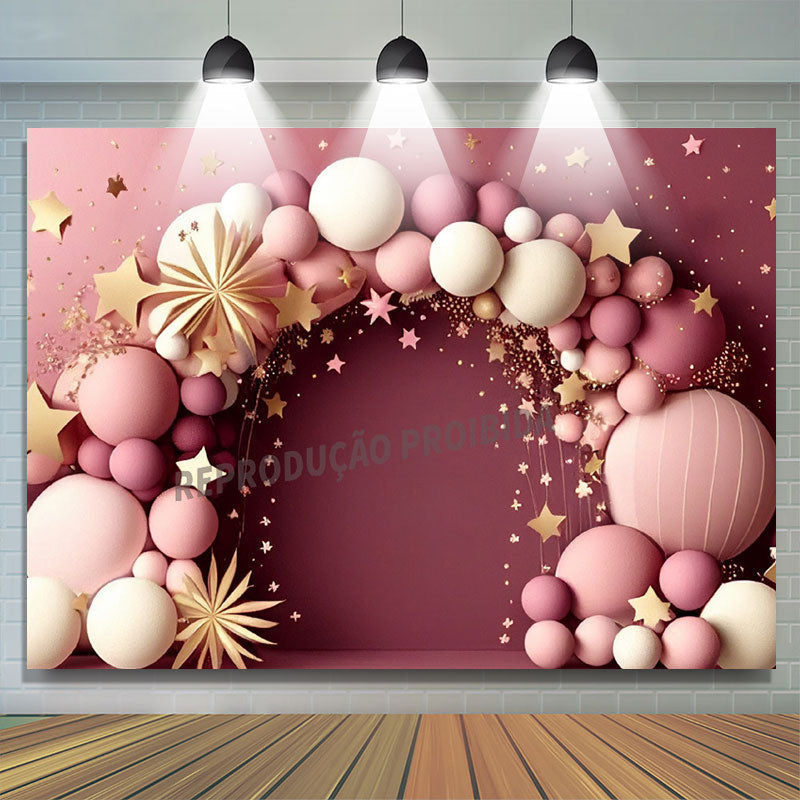 Lofaris Pastel Balloon Star Birthday Cake Smash Backdrop