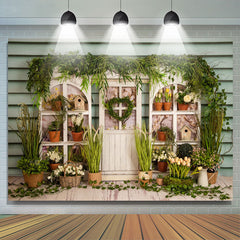 Lofaris Pastoral Flower Pot Plant Botanical Door Backdrop