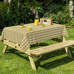 Lofaris Pastoral Yellow Gingham Plaid Camping Tablecloth