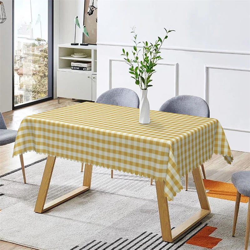Lofaris Pastoral Yellow Gingham Plaid Camping Tablecloth