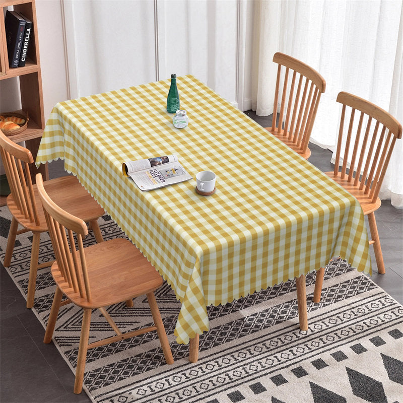 Lofaris Pastoral Yellow Gingham Plaid Camping Tablecloth