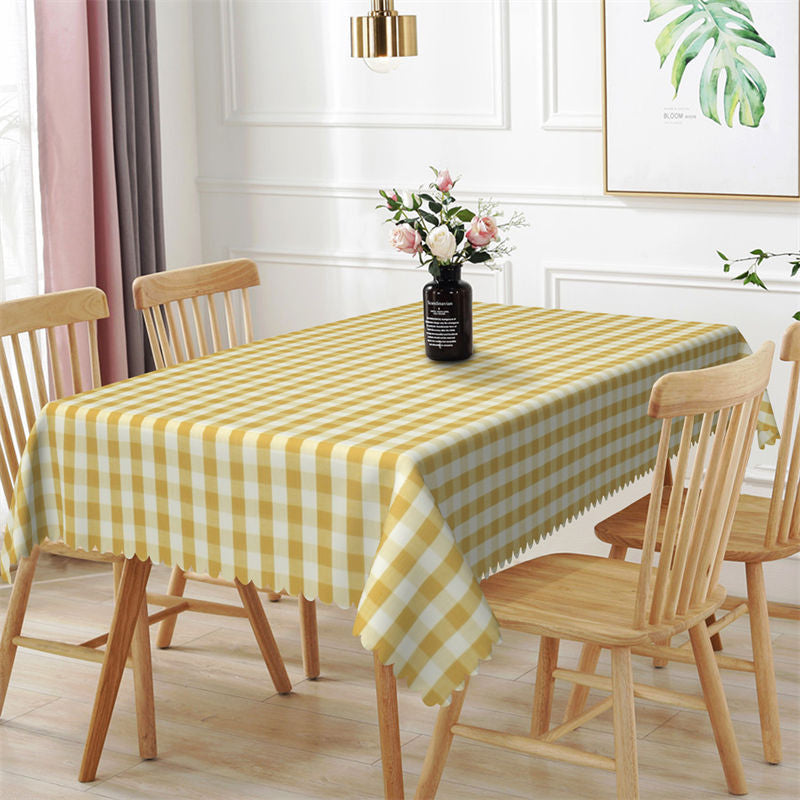 Lofaris Pastoral Yellow Gingham Plaid Camping Tablecloth