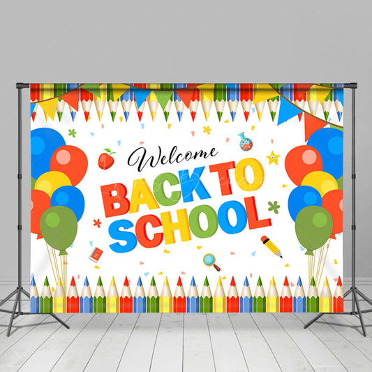 Lofaris Pencil Balloon Welcome Back To School Party Backdrop