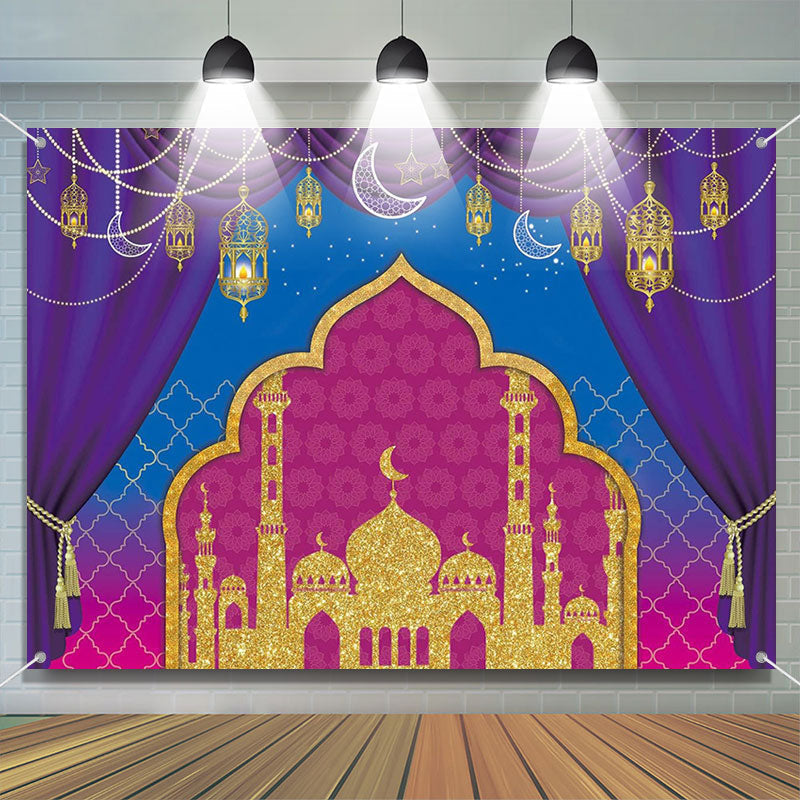Lofaris Pendant Lantern Curtain Palace Eid Mubarak Backdrop