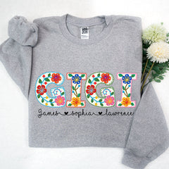 Lofaris Personalizd Grandma Flowers Name Kids Sweatshirt