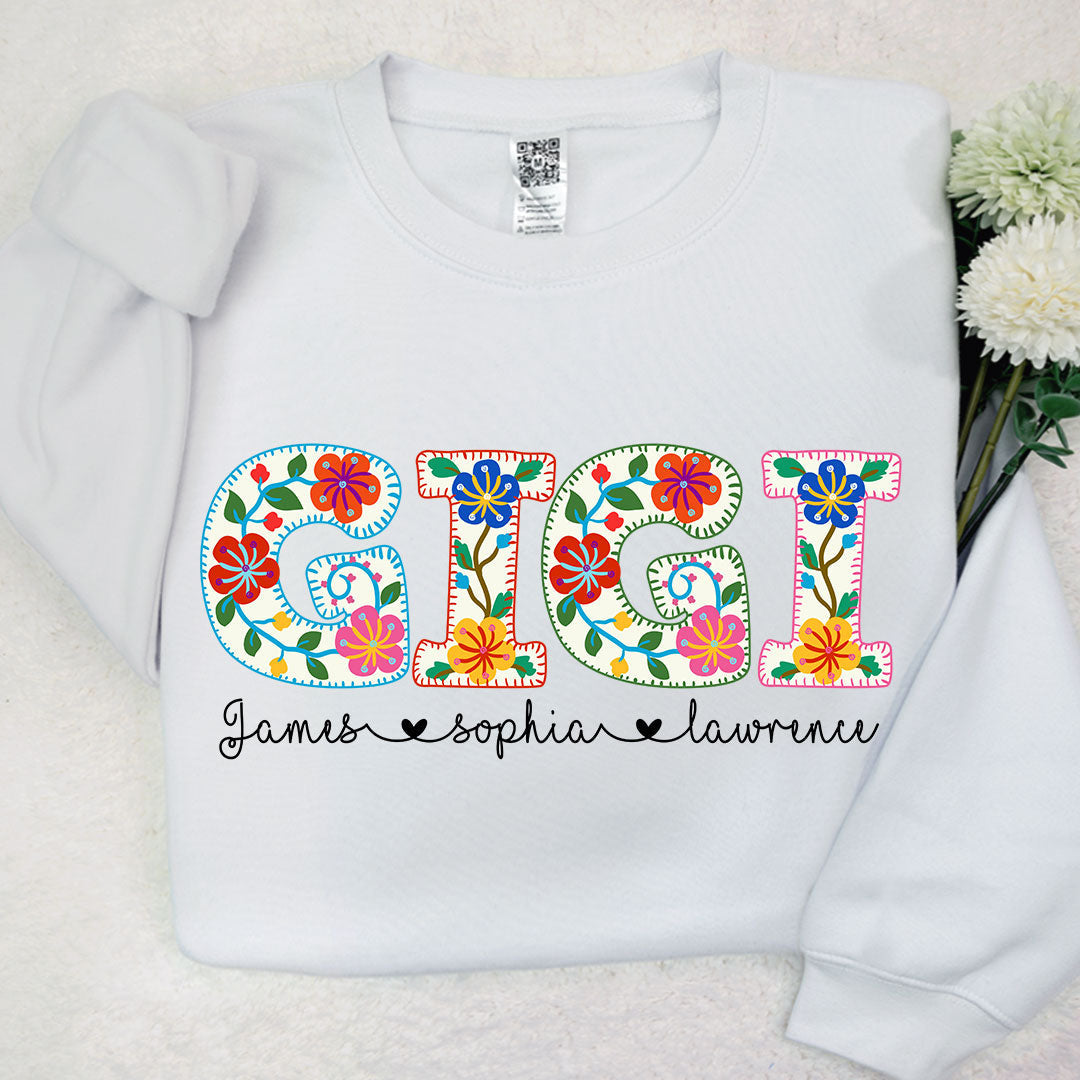 Lofaris Personalizd Grandma Flowers Name Kids Sweatshirt